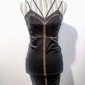 Black studded mini dress